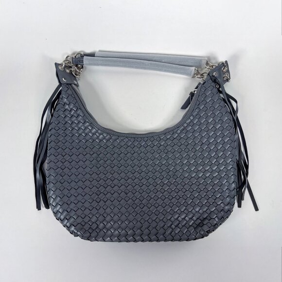 Verano Hill Diane Gray Woven Shoulder Bag – Fringe & Chain Handle - Picture 1 of 3
